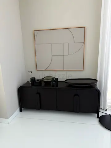 Black storage bench / media console in good condition