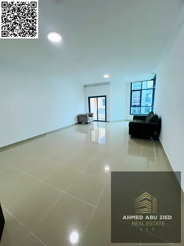 Spacious luxury 3BHK apartment, 3 baths, maid room, laundry, 2 balconies, central AC, wardrobes, full maintenance, near Dubai & Sharjah exits