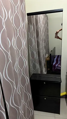 Black Full-Length Mirror with 2-Drawer Base