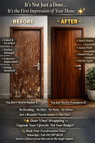 Door Vinyl Wrapping — Professional Before  After Transformation