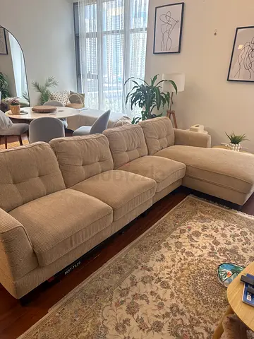 Beige 4 Seater Sofa with left corner chaise