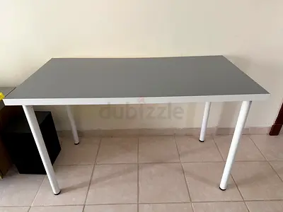 Simple Grey Rectangular Dining / Study Table with White Legs