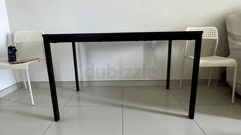 Ikea vihals extendable brown rectangular dining table - solid metal frame