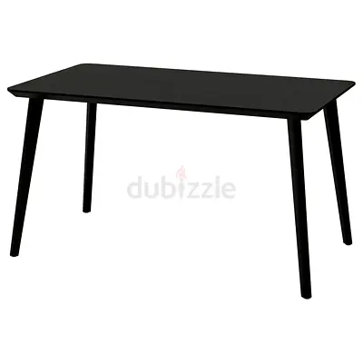 LISABO (IKEA) Minimal Black Rectangular Dining/Study Table - 4 Seater