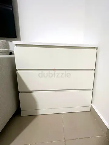 Ikea White 3 chest of drawers/Dresser - Compact and Clean