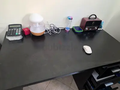 Solid black wooden study desk — good condition, with Chair