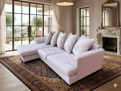 The One king Stone L Shape Sofa Beige Good condition