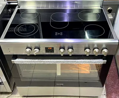 Wolfpower latest model full electric ceramic 5 hobs stove oven fan cooking range 90x60