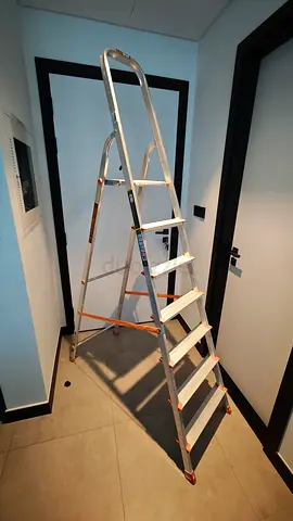 Sturdy Aluminum 7-Step Folding Ladder - Good Condition