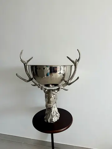 Decorative Silver Stag/Antler Bowl - Large Centerpiece