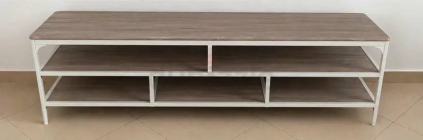 Long TV Console / Media Unit in Light Oak with White Frame - perfect Condition