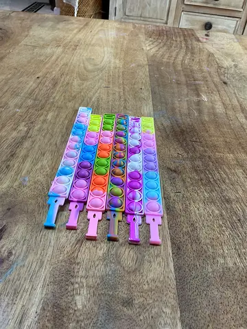 Set of 6 Rainbow Pop It Fidget Bracelets - Good Condition