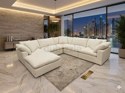 2XL Home Feather Filled Sofa Beige Excellent condition