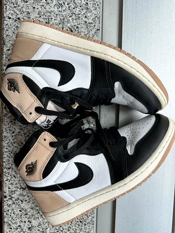 Nike Air Jordan 1 High OG - Black/White/Tan, Size US 9 (Used)