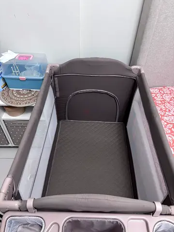 Portable Baby Playpen / Travel Cot with Storage Organizer - Grey