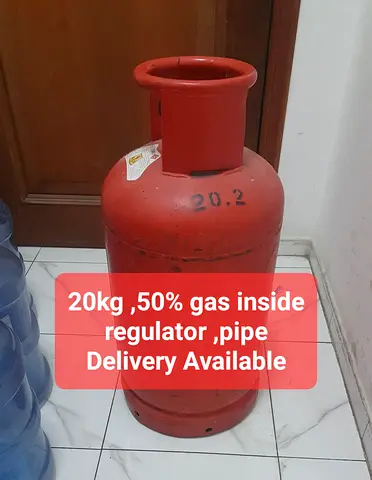 Gas cylinder with regulator and pipe