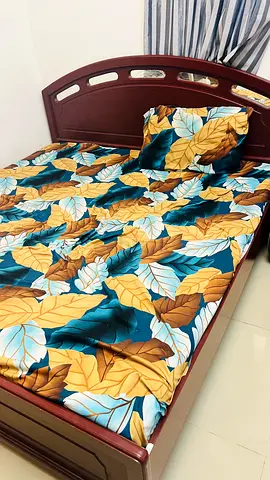 Wooden queen size Bed with Mattress with shelf