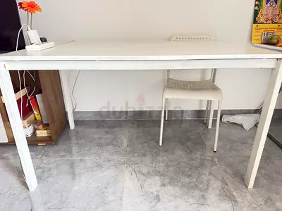 White Rectangular Dining/Study Table - Solid Simple Design