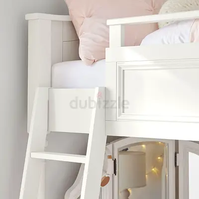 White Wooden Loft Bed with Ladder - Good Condition