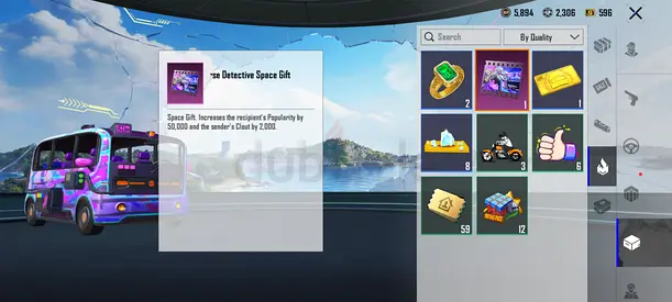 PUBG Mobile in-game items inventory — gift crates and skins (account sale)