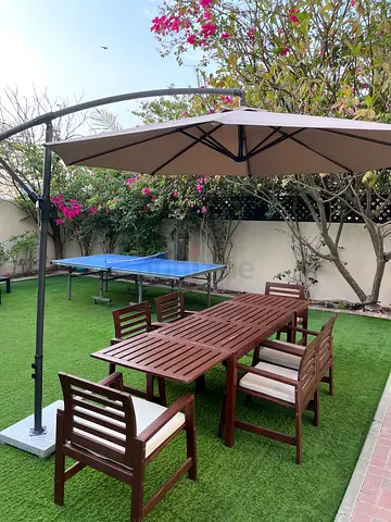 Garden table,and garden umbrella
