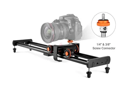 Compact 60cm Camera Slider Rail with 1/4  3/8 Mount - Smooth Tracking