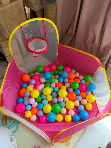 Foldable Pink Play Tent with Colorful Ball Pit Balls - Good Condition
