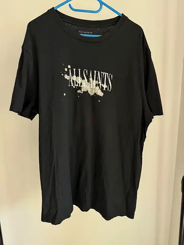 AllSaints Men Black T-Shirt Size S