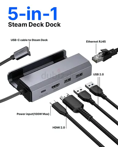 JSAUX Docking Station 4 Steam Deck/Rog Ally/Legion Go, 5-in-1 Dock 4 Steam Deck with 4K (Fix Price)