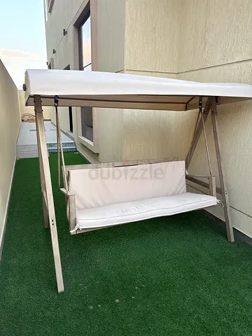 Outdoor 3-Seat Canopy Swing Bench with Cushions - Excellent Condition