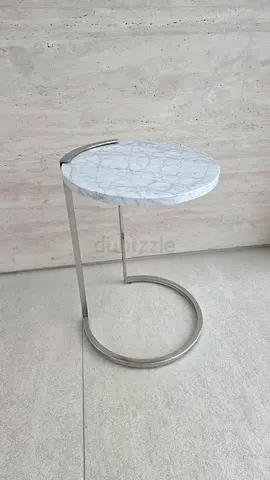 Round Marble Top Side Table with Metal Ring Base