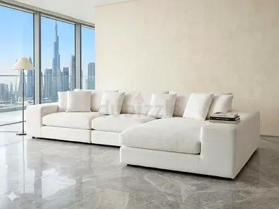 Bloomingdales store white color lshape sofa for sale