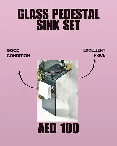 Glass Pedestal Sink Set - Good Condition