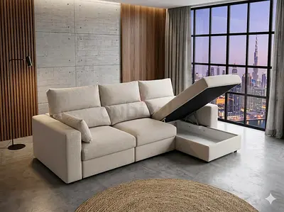 IKEA Esklstuna L Shape Sofa Bed Beige Good condition