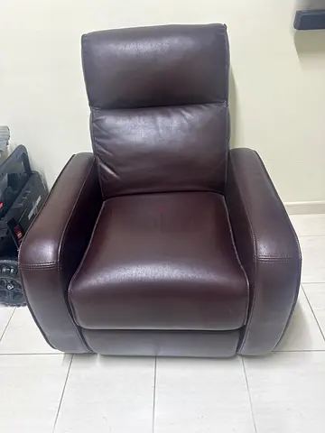Dark Brown Leather Recliner Armchair - Good Condition