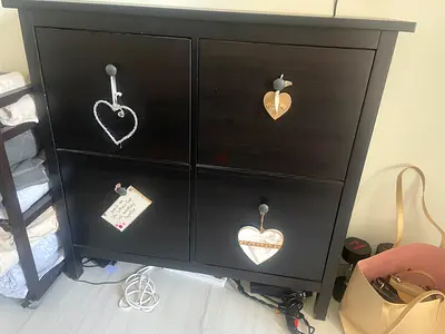 Dark Wood 4-Drawer Hallway/Entry Shoe Cabinet - Good Condition