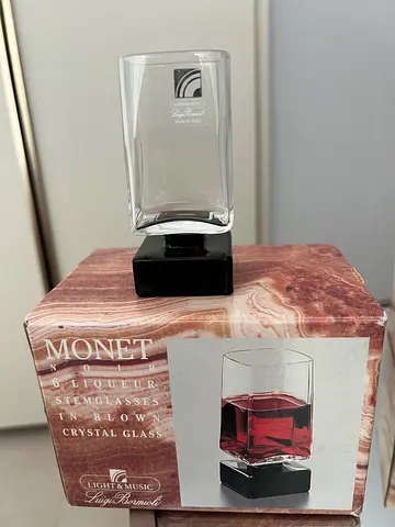 Set vintage crystal Bormioli Monet Noir water or red wine glasses