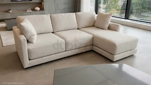 Crategbarrel L Shape Sofa Beige Good condition