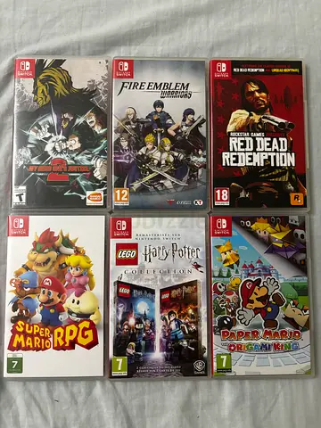 Bundle of 6 Nintendo Switch Games — Red Dead, Paper Mario, Fire Emblem, LEGO Harry Potter, Mario