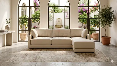 Crategbarrel L Shape Sofa Beige Good condition