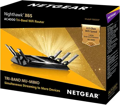 NETGEAR Nighthawk X6S AC4000 Tri-band WiFi Router, Gigabit Ethernet, MU-MIMO, Compatible with Amazon