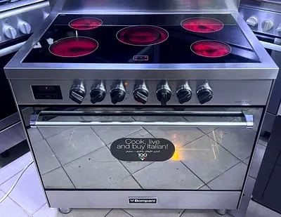 Bompani latest model full electric ceramic 5 hobs stove oven fan cooking range 90x60 Italian