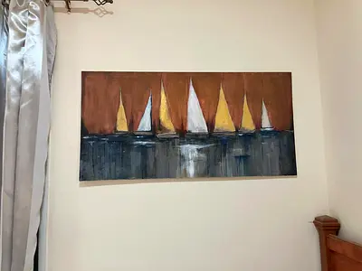 Hand-painted Sailboat Canvas Wall Art - Abstract Nautical Painting