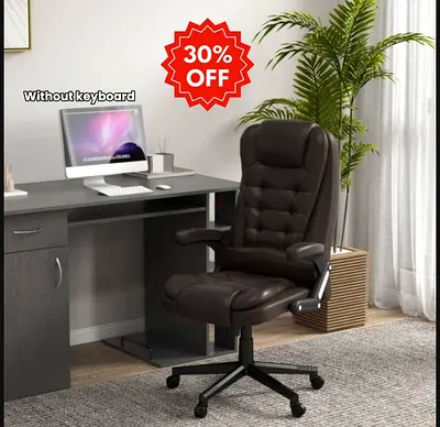 Black Leather Office Chair with Adjustable Height and Armrests