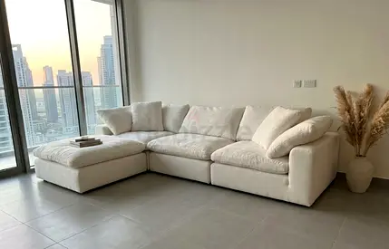 Marina home white color feather 🪶 filled modular sofa with ottoman