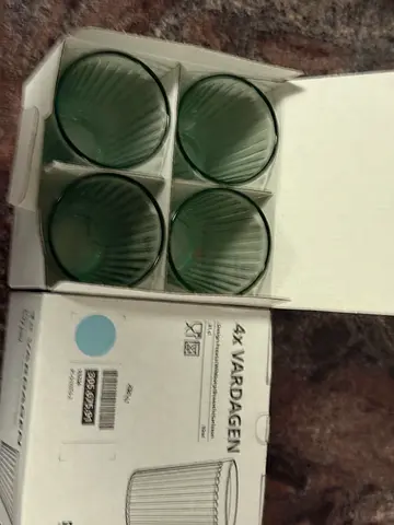 Set of 4x2 IKEA VARDAGEN Green Glass Tumblers - New in Box