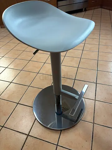 Adjustable Modern Bar Stool with Chrome Base - light blue (3 stools in total)