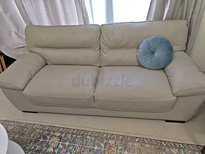 Light grey 3-seater leather sofa in good condition, quantity 2 sofas