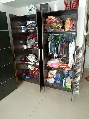 Home centre Wardrobe with Shelves - Dark Wood