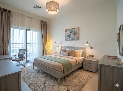 Cozzy Bedroom for Rent in JVC – With Private Balcony Stunning Dubai Skyline View!